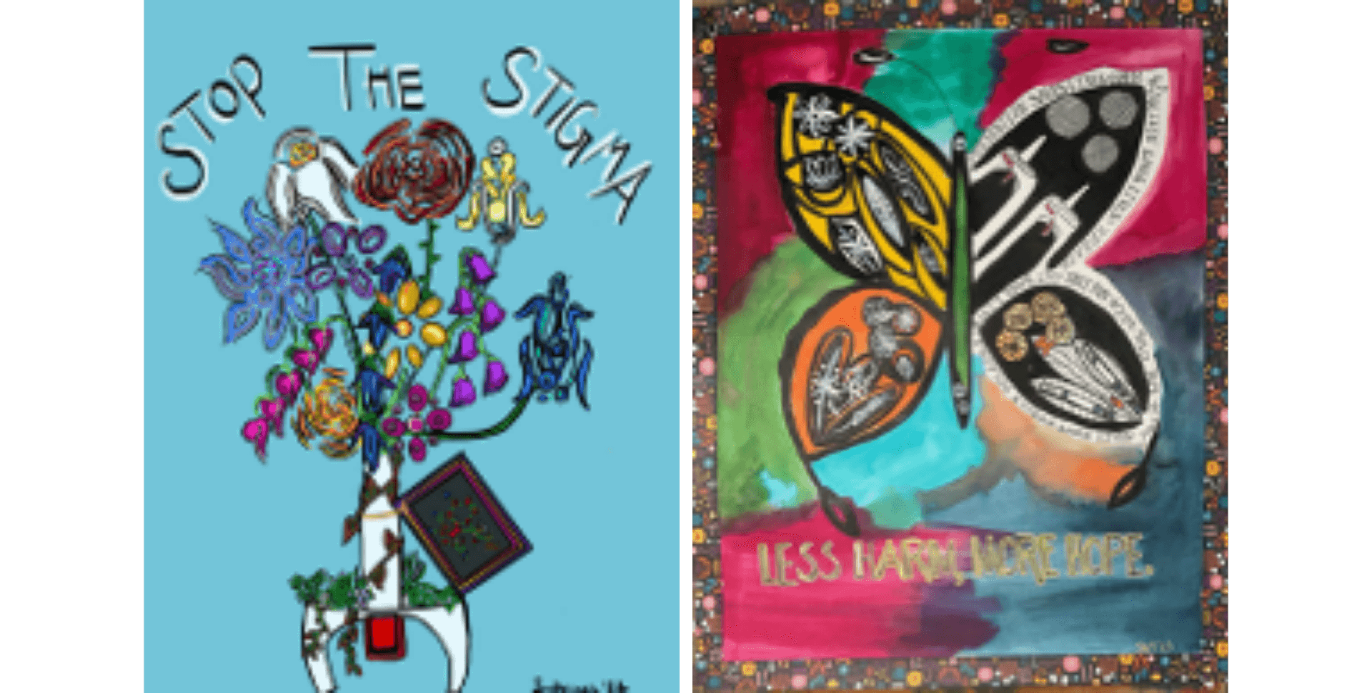 Artwork from the 2022 and 2023 Recovery Walks (Artist: SW Sondheimer)